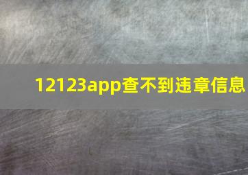 12123app查不到违章信息