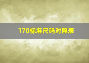 170标准尺码对照表