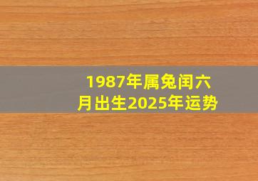 1987年属兔闰六月出生2025年运势