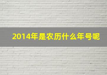 2014年是农历什么年号呢