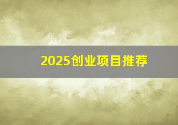 2025创业项目推荐