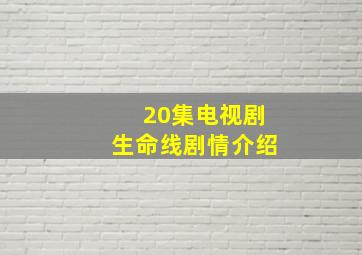 20集电视剧生命线剧情介绍