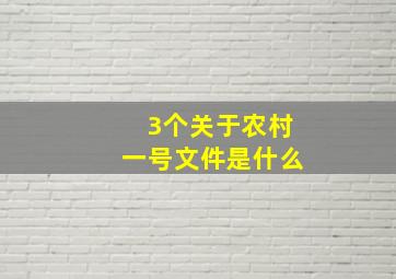 3个关于农村一号文件是什么