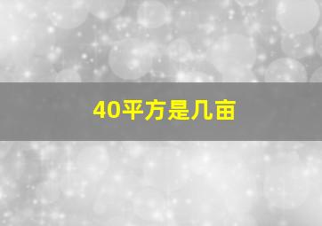 40平方是几亩