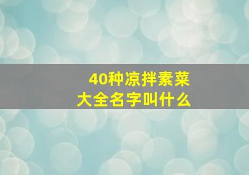 40种凉拌素菜大全名字叫什么