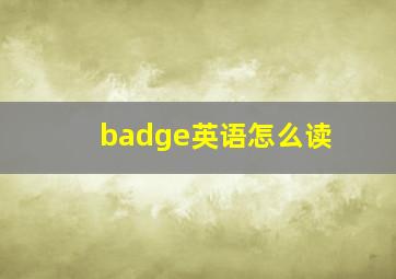 badge英语怎么读