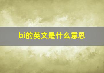 bi的英文是什么意思