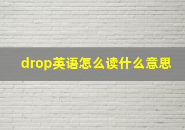 drop英语怎么读什么意思