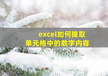 excel如何提取单元格中的数字内容