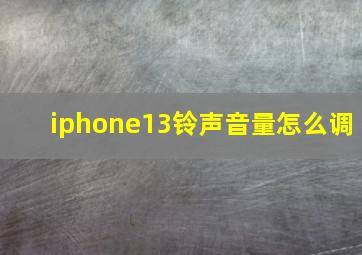 iphone13铃声音量怎么调