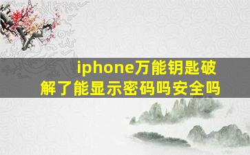 iphone万能钥匙破解了能显示密码吗安全吗