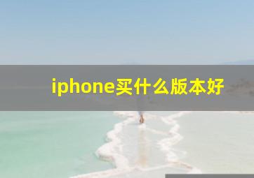 iphone买什么版本好