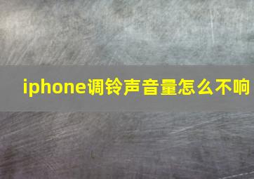 iphone调铃声音量怎么不响