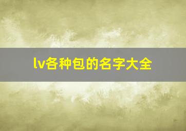 lv各种包的名字大全