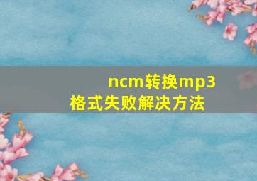 ncm转换mp3格式失败解决方法