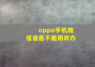 oppo手机微信语音不能用咋办