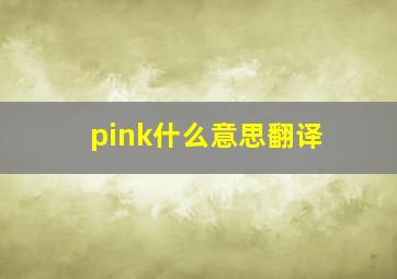 pink什么意思翻译