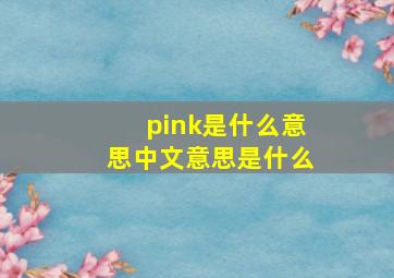 pink是什么意思中文意思是什么