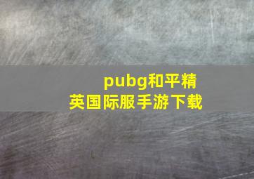 pubg和平精英国际服手游下载