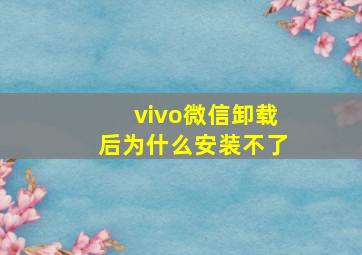 vivo微信卸载后为什么安装不了