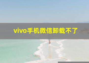 vivo手机微信卸载不了