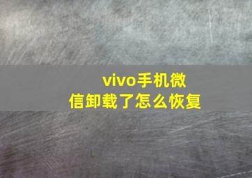 vivo手机微信卸载了怎么恢复