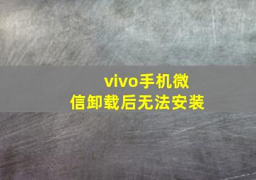 vivo手机微信卸载后无法安装