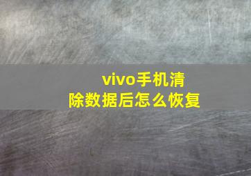 vivo手机清除数据后怎么恢复