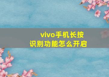 vivo手机长按识别功能怎么开启