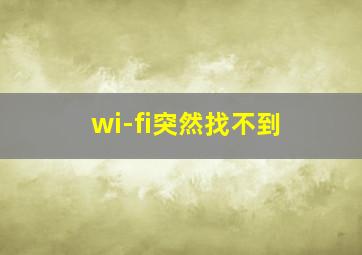 wi-fi突然找不到