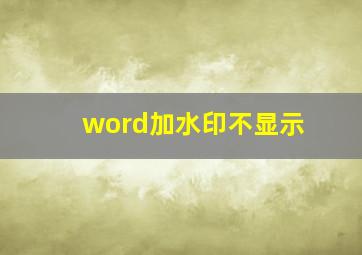 word加水印不显示