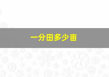 一分田多少亩