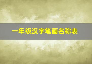 一年级汉字笔画名称表