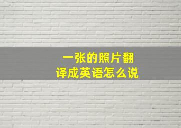 一张的照片翻译成英语怎么说