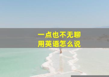 一点也不无聊用英语怎么说