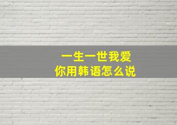 一生一世我爱你用韩语怎么说