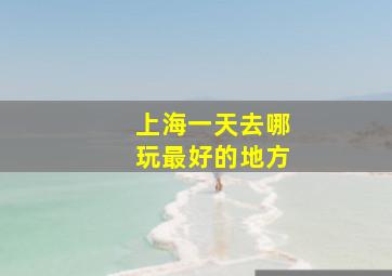 上海一天去哪玩最好的地方