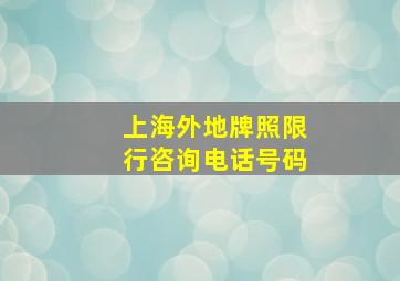 上海外地牌照限行咨询电话号码