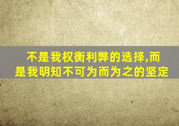 不是我权衡利弊的选择,而是我明知不可为而为之的坚定