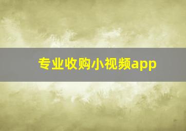 专业收购小视频app