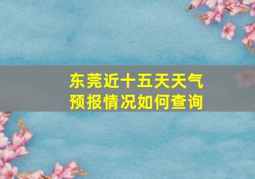 东莞近十五天天气预报情况如何查询