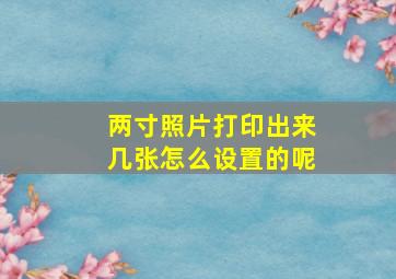 两寸照片打印出来几张怎么设置的呢