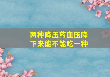 两种降压药血压降下来能不能吃一种