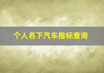 个人名下汽车指标查询