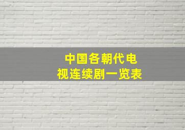 中国各朝代电视连续剧一览表