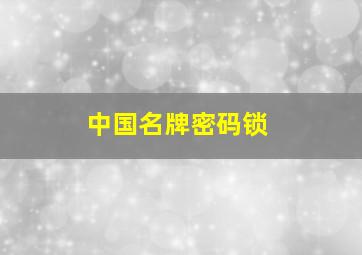 中国名牌密码锁