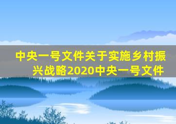 中央一号文件关于实施乡村振兴战略2020中央一号文件