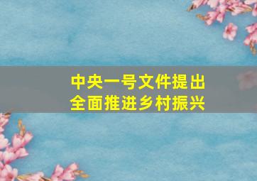 中央一号文件提出全面推进乡村振兴