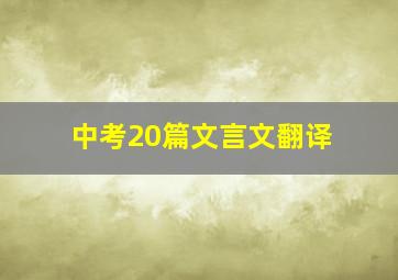 中考20篇文言文翻译