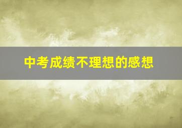 中考成绩不理想的感想